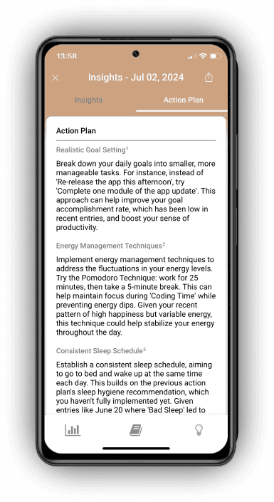 Top of Mind AI insights screen
